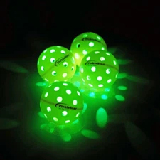 PickleStar FOUR (4) LED Light Up Pickleball Balls Glow in the Dark Outdoor Green