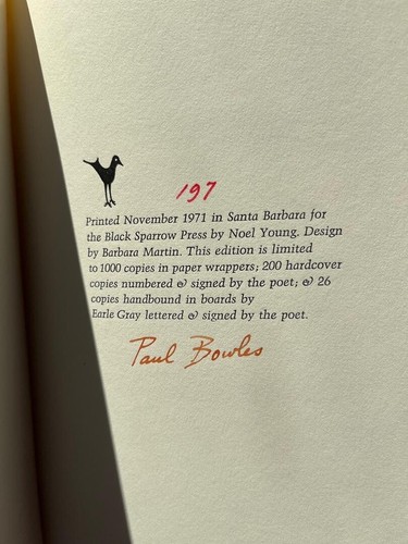 Paul Bowles signiert & nummeriert - Das Dickicht der Frühlingsgedichte - Black Sparrow 1972 - Bild 5 von 6