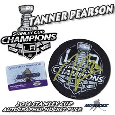 TANNER PEARSON Signed 2014 LA KINGS CUP CHAMPIONS Puck w/COA