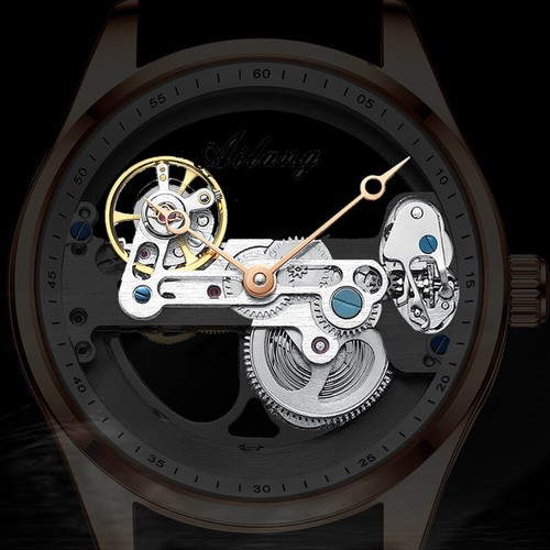 AILANG Men Watch Double-sided Hollow Automatic Mechanical Wristwatch Waterproof - Picture 15 of 30