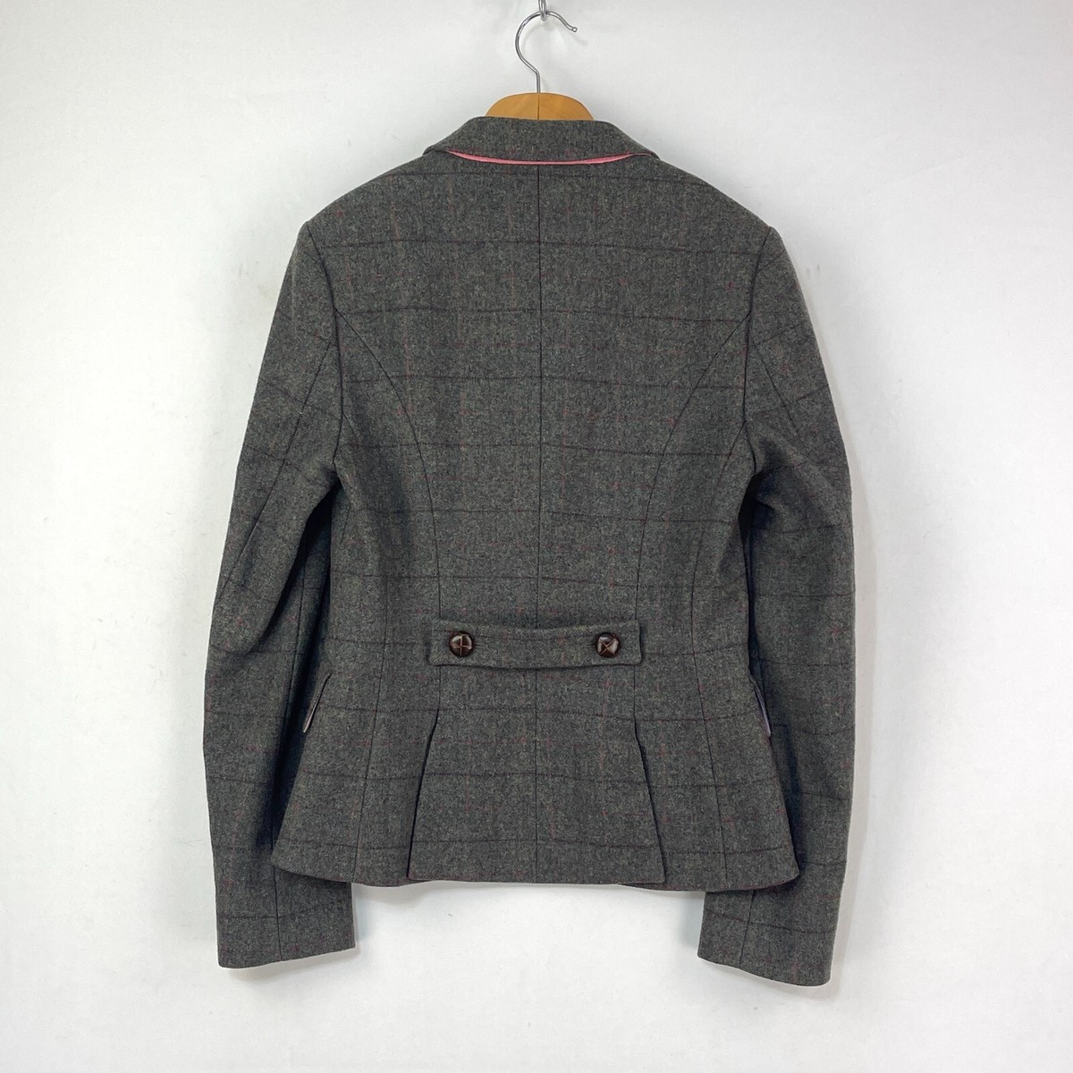 Jack Wills Tweed Jacket Womens 8 Green Check Wool Fox Country