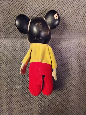 Vintage Disney Mickey Mouse Vinyl Plush Rubber Face 6 Inch Made In
