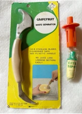 Vtg NEW Stainless Double Sided Grapefruit Knife Separator + Citrus Sipper Straws