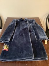 Womens Nos Sasson Borgazia Blue Gray Faux Fur Jacket With Hooks Size 10 Nwt Coat