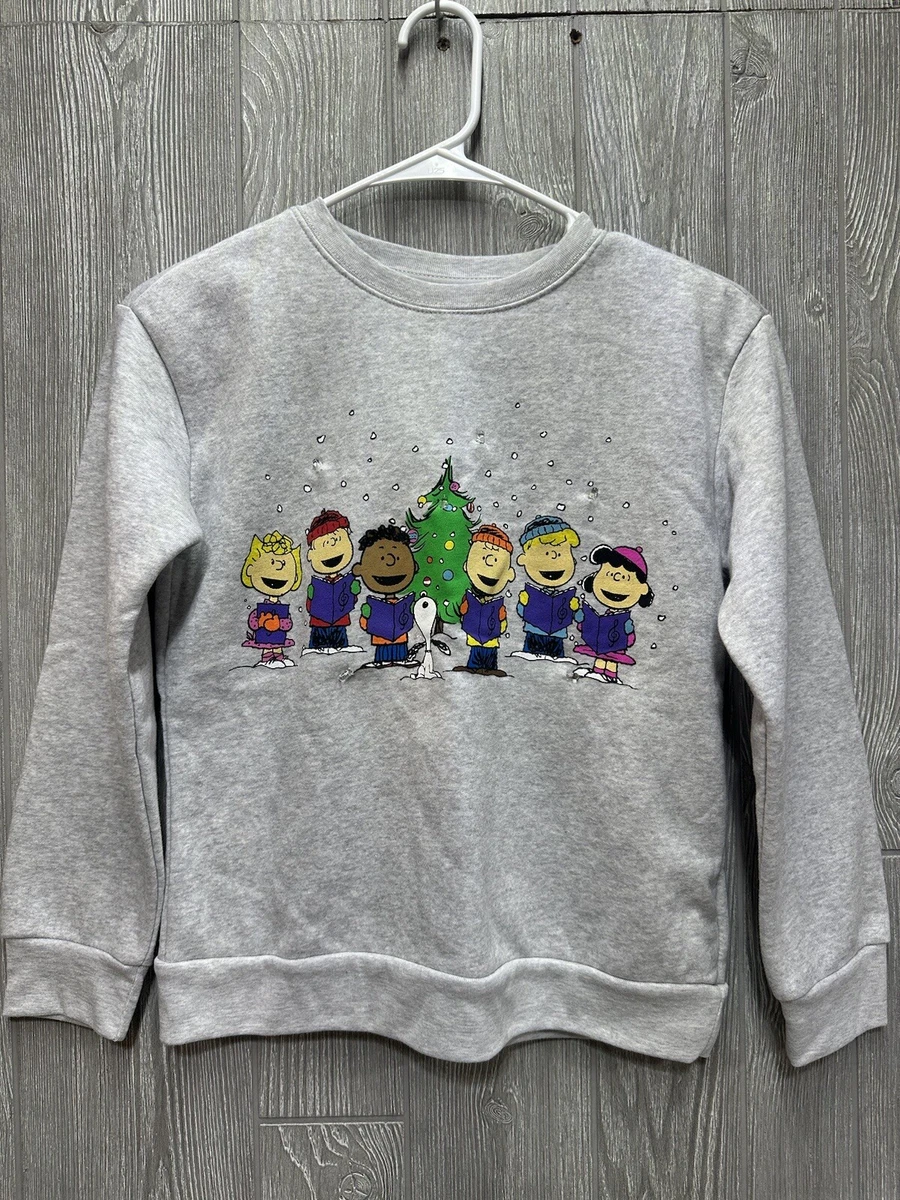 Peanuts Light Up Christmas Sweatshirt Gray Childs 10 Lights up and Flashes  | eBay