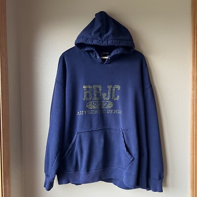 VTG Bugle Boy Jean Company Sweatshirt Hoodie Navy Blue Men s Size L *Flaws *Read