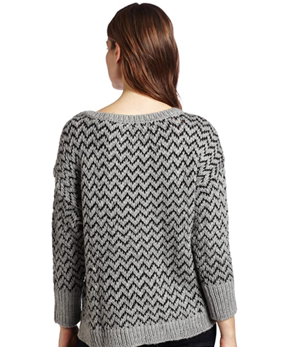 JOIE Nico Sweater M Grey Zig Zag Scoop 