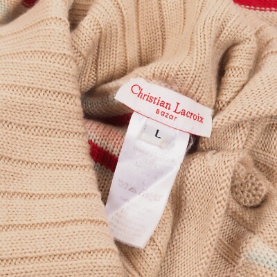 BAZAR CHRISTIAN LACROIX 長袖ボーダーニット Christian Lacroix Bazar Vintage 90s Women's Embroidered Wool Knit