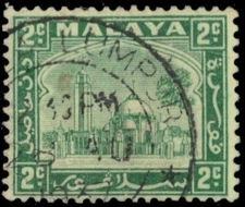 MALAYA SELANGOR 46i (SG69i) - Klang Mosque "1936 Blue Green" (pb47127)