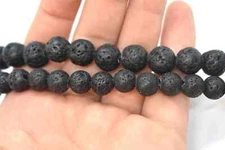 Lava Big Hole Round Beads 10mm, 2.5 mm hole, 8-inch strand