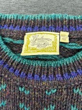 Vintage Gaeltarra Fisherman Sweater   Brown  Blue  100 Wool  Made in Ireland