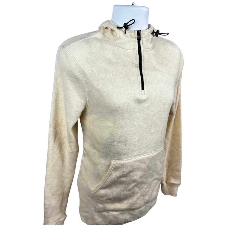 Sudadera con capucha para hombre Alternative Apparel Eco Outdoor con cremallera en cuarto (lona crema)- talla XS Foto 2 de 4