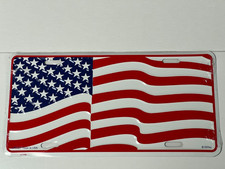 US PATRIOTIC FLAG RUST PROOF METAL LICENSE PLATE MADE IN USA