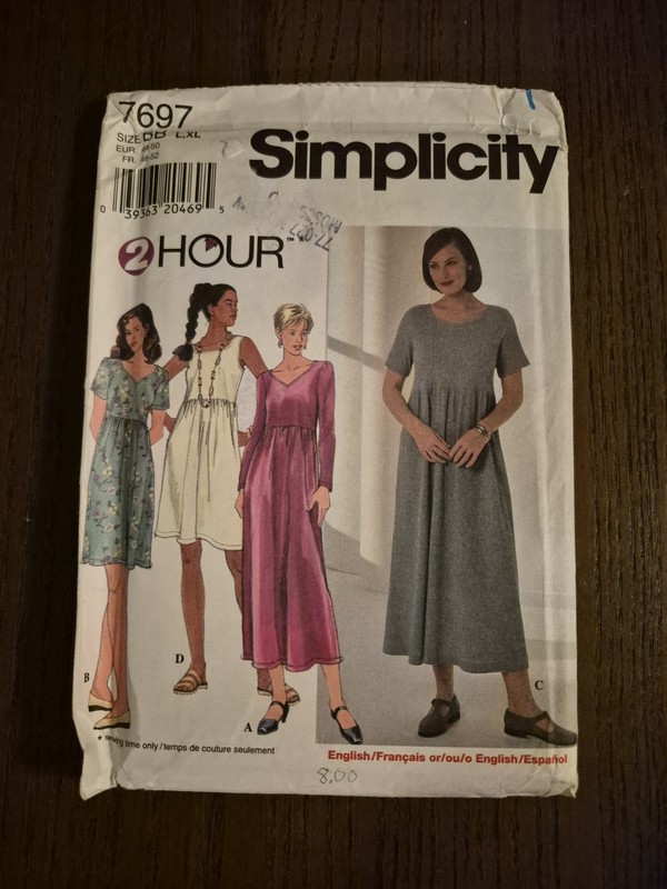 Simplicity 7697 Knit Dress 4 Variations Sizes L-XL Vintage 1997 Uncut