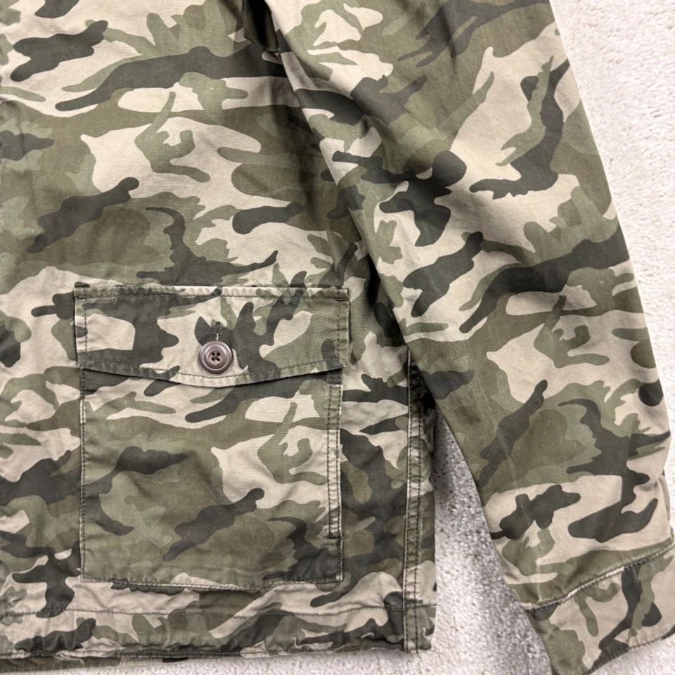 Cortavientos con Capucha Azul Marino Antiguo Para Hombre Talla Grande Verde Camuflaje Bolsillos con Cremallera Completa Foto 3 de 4