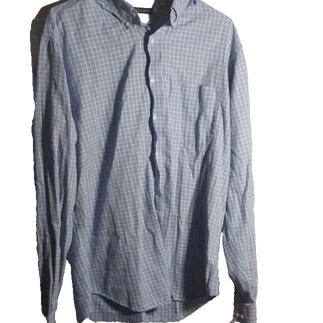 Tommy Hilfiger TLC Lifetime Collar Blue/White Check Cotton Dress Shirt M 15.5