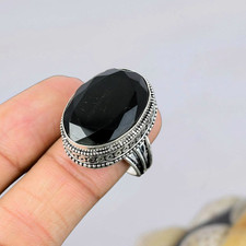 Black Onyx Gemstone Ring Silver Ring 925 Sterling Silver Ring Women's Jewelry
