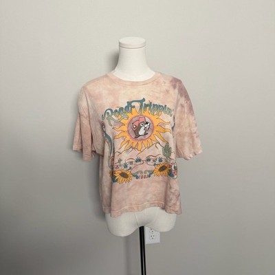 Buc-ees Crop Tee Shirt Top Tie Dye Road Trippin  Graphic Sunflower Flower Desert