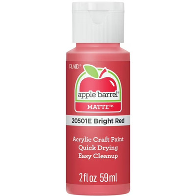 Apple Barrel Acrylic Craft Paint, Matte Finish, Bright Red, 2 fl oz .