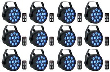 12 Rockville RockPAR TRI LED RGB Compact Par Can DJ DMX Wash Lights Remote Black