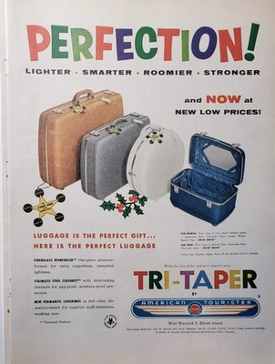 American Tourister Luggage Print Ad 1956 Vintage Ephemera Wall Art Decor