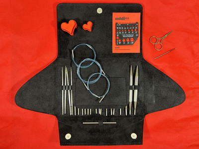 Addi Click Turbo Interchangeable Knitting Needle Set, Black Case, With Extras