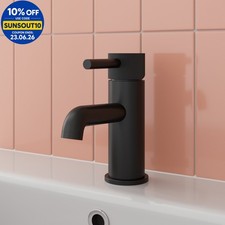 Matt Black Basin Tap Sink Mixer Bathroom Mono Taps Single Lever Modern Fluted