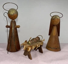 Vintage Feri Wooden Nativity Figurines Joseph, Mary, & Jesus Made In Italy
