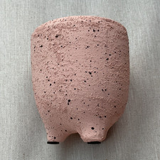 Small Pink Speckled Ceramic Round Flower Plant Pot Planter, 1 Pot Set