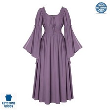 Renaissance Costume Women Medieval Maxi Dress Purple A-Line Off Shoulder Long