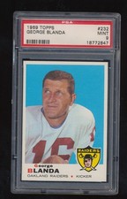 PSA 9  1969 Topps Football   George Blanda  # 232   Mint
