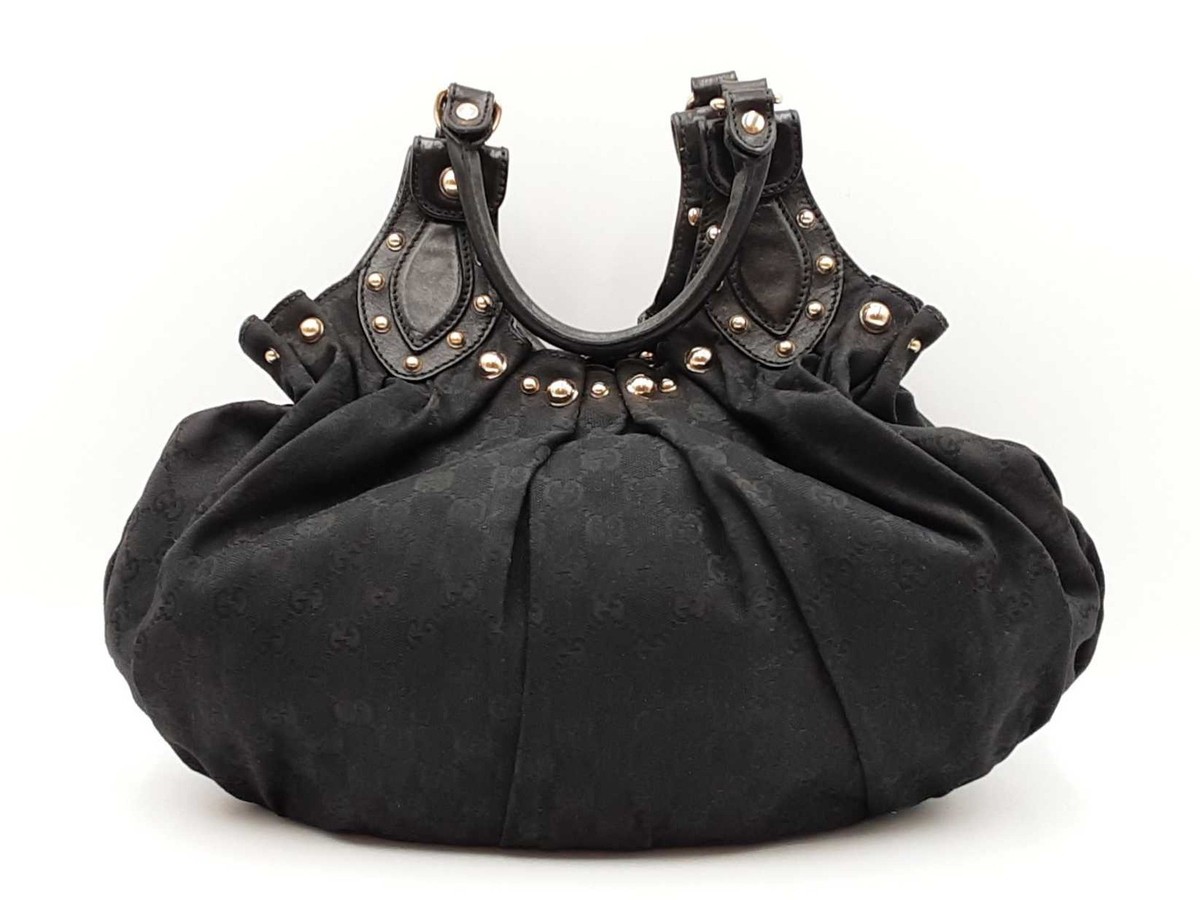 GUCCI バック Gucci Black Pebbled Leather 1973 Medium Shoulder Bag