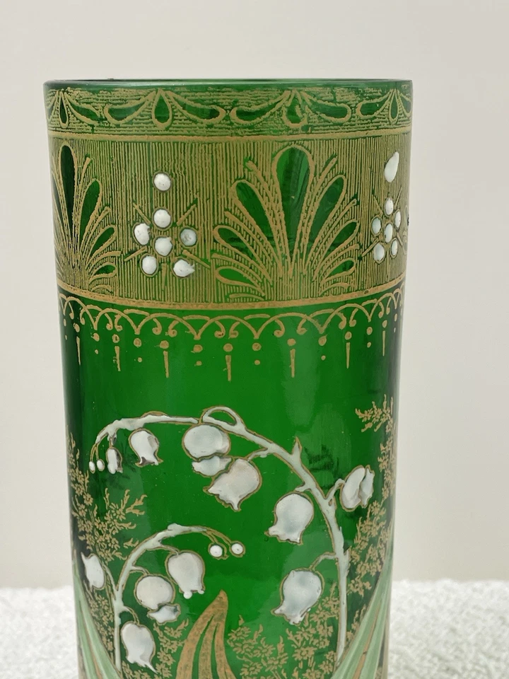 ancien vase en verre émaillé Legras décors muguet - Photo 3/4