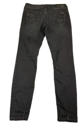 Seven 7 Jeans Women Size 29 Black Denim Skinny Leg Embellished Low Rise Stretch - Picture 8 of 17