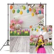 Easter Backdrop 5x7ft Spring Flowers Eggs Multicolor Vinyl Photo Background