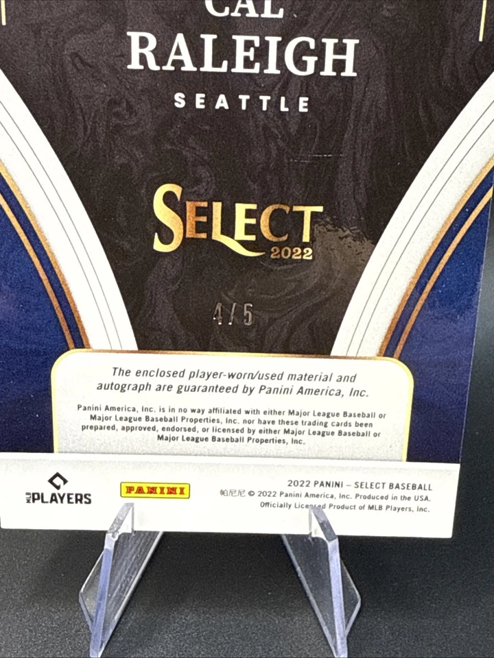 2022 Panini Select Baseball Cal Raleigh RJA-CR Blue Pulsar 4/5 (RPA) Wild Patch! - Image 3 of 3