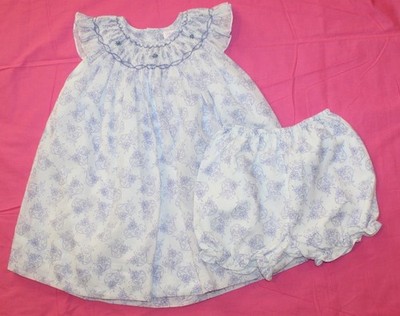 Baby girl PETIT AMI hand embroidered white/purple floral dress Size 24 months