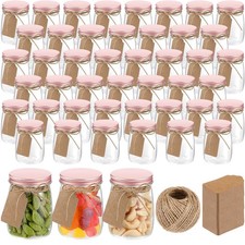Nitial 50 Pack 5 oz Plastic Jars with Lids Bulk Yogurt Containers Rose Gold