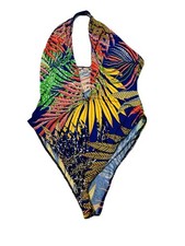 Halter Multicolored One Piece Swimsuit Size M