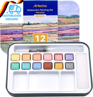 Artecho Aquarellfarben Set, 12 Metallic Farben Wasserfarben, Aquarell Mit Wasser