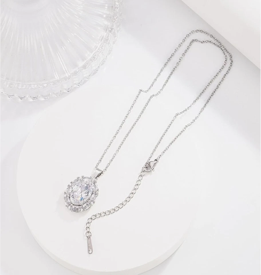 Collar Cadena Acero Inoxidable Con Circonia Blanca Elegante Regalos para Mujeres Foto 3 de 4