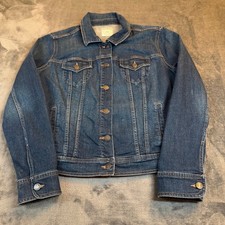 Old Navy Denim Trucker Jacket Blue Medium Dark Wash Stretch Womens Large