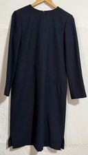 Vintage Jaeger Navy Lined Wool Tailored Pencil Dress Size 8