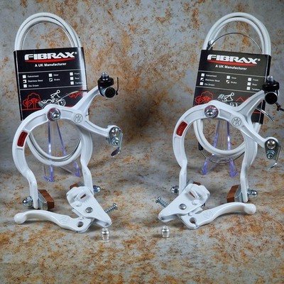 Dia-Compe MX1000 / Tech-III weiß Oldschool BMX Bremsenset mit Powerglide Kabeln