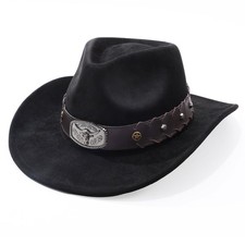 Cowboy Hat Wide Brim Felt for Men Women Cowgirl - Vintage Style Suede