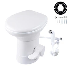 AplusChoice 20" Gravity Flush Toilet Enamel Elongated  w/ Bidet Spray Caravan