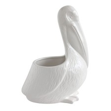 Creative Co-Op Pelican Shaped Planter - White Ceramic, 13.5" Tall