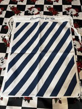 Vans Drawstring Shoe Bag Off-White Blue Stripe 12x15.5