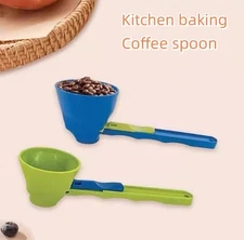 2pcs Sliding Spoon Mess Measuring Funnel Protein Powder Coffee Colander Spoon