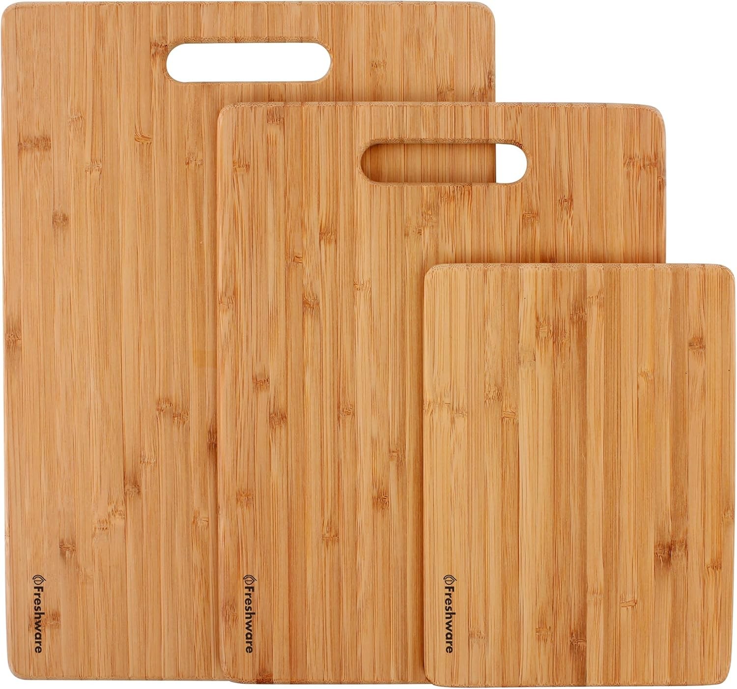 Bamboo Cutting Boards Set of 3 Kitchen Wood Chopping Board w/ Handles